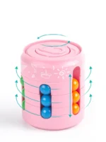 Can-shaped fidget bead puzzle toy with colorful beads