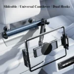 Car headrest tablet phone mount with extendable arm and hooks