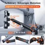 Car headrest tablet phone mount with extendable arm and hooks