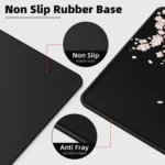Large cherry blossom desk mat with non-slip base and stitched edges