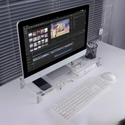 Clear acrylic monitor stand with metal legs