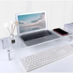 Clear acrylic monitor stand with metal legs