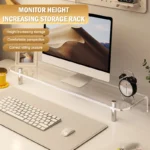 Clear RGB acrylic monitor stand with storage