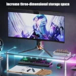 Clear RGB acrylic monitor stand with storage