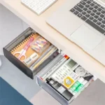 Clear under desk pull-out drawer organizer for office supplies