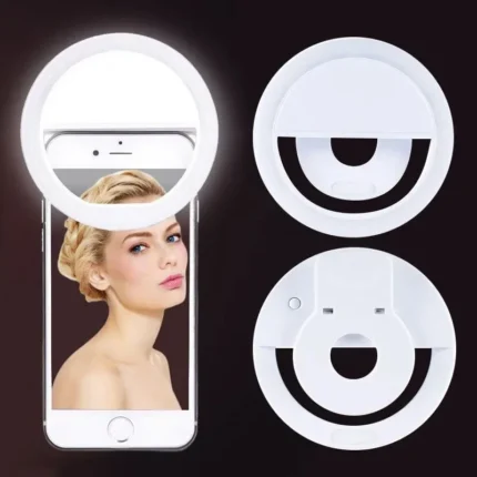 Clip-on selfie ring light with 3-level adjustable brightness