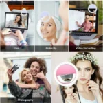 Clip-on selfie ring light with 3-level adjustable brightness