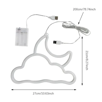 Cloud Moon LED Neon Light with dual-tone pink and blue glow