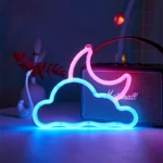 Cloud Moon LED Neon Light with dual-tone pink and blue glow