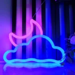 Cloud Moon LED Neon Light with dual-tone pink and blue glow