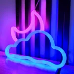 Cloud Moon LED Neon Light with dual-tone pink and blue glow