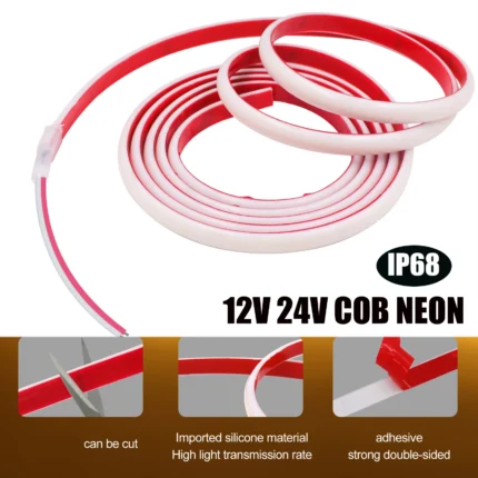 Flexible COB neon LED strip light submerged in water