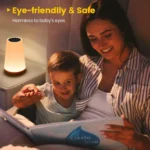 Color changing RGB mood lamp with wooden base and remote control