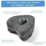Contoured knee pillow for side sleepers with strap for leg support