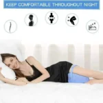 Contoured knee pillow for side sleepers with strap for leg support