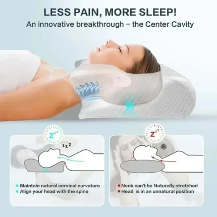 Ergonomic memory foam pillow with arm tunnel and neck support