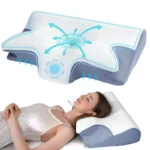 Ergonomic memory foam pillow with arm tunnel and neck support