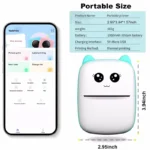 Cute portable thermal printer printing family photo from smartphone app