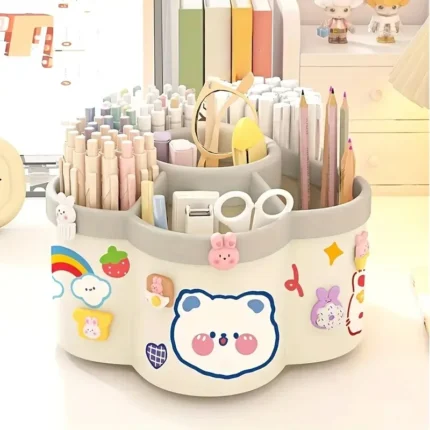 Cute rotating desk organizer for stationery and art supplies