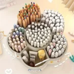 Cute rotating desk organizer for stationery and art supplies
