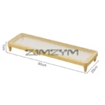 Dark wood monitor stand with ribbed translucent top