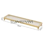 Dark wood monitor stand with ribbed translucent top