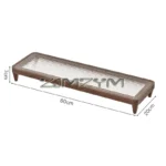 Dark wood monitor stand with ribbed translucent top