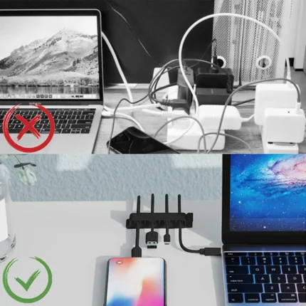 Adhesive cable organizer clips for desk, car, and home office management