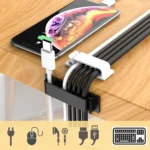 Adhesive cable organizer clips for desk, car, and home office management
