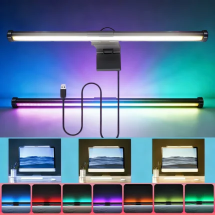 USB-powered monitor light bar with RGB ambient lighting