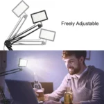 Desk mount LED video light with articulated arm for streaming