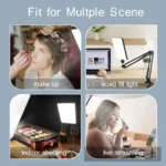 Desk mount LED video light with articulated arm for streaming