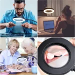 LED Magnifying Lamp with Clamp, Gooseneck, Dimmable Light