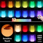 RGB LED night light with wood base, touch & remote control