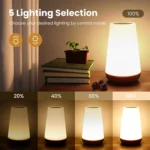 RGB LED night light with wood base, touch & remote control