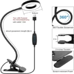 Dimmable USB Clip-on Ring Light with Flexible Gooseneck