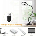 Dimmable USB Clip-on Ring Light with Flexible Gooseneck