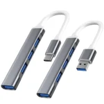 Dual USB-C and USB-A 3-port hub set for laptops