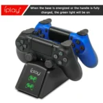 Dual PS4 controller charging dock with LED indicators