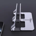 Adjustable dual vertical laptop stand for desk organization