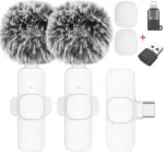 Dual wireless lavalier microphone kit with USB-C and Lightning