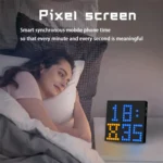 Dynamic pixel art LED display with custom animations for desk decor.