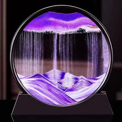 Dynamic sand art display, moving sandscape, ever-changing patterns