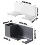 Wall-mounted hair dryer holder with cord management and accessory storage