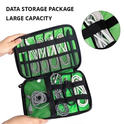 Electronics organizer travel pouch with large capacity for cables and gadgets