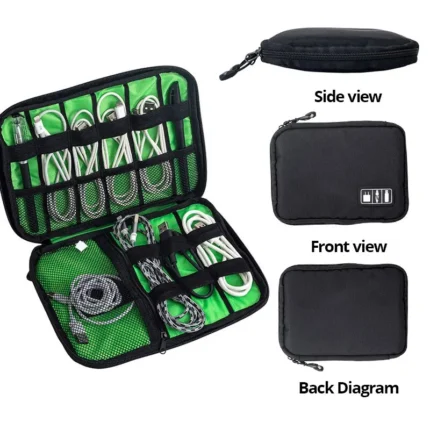 Electronics organizer travel pouch with large capacity for cables and gadgets