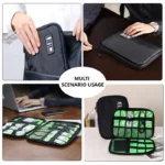Electronics organizer travel pouch with large capacity for cables and gadgets