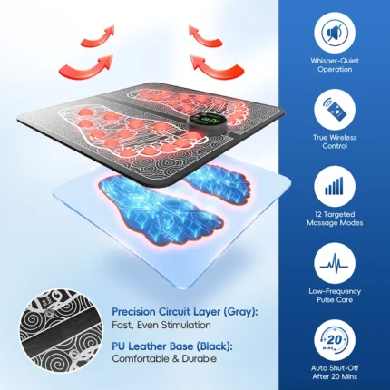 EMS foot massager mat with remote and full body electrode pads