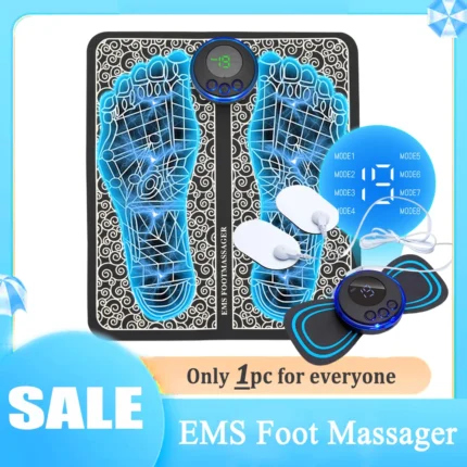 EMS Foot Massager Mat, 19 Intensities, 8 Modes, USB Charging