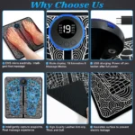 EMS Foot Massager Mat, 19 Intensities, 8 Modes, USB Charging